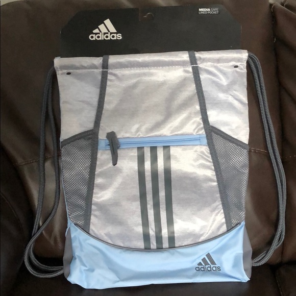 light grey adidas backpack